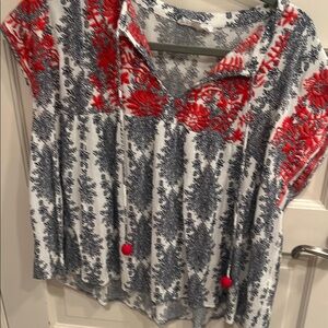 THML Red and Blue Floral Women's Blouse